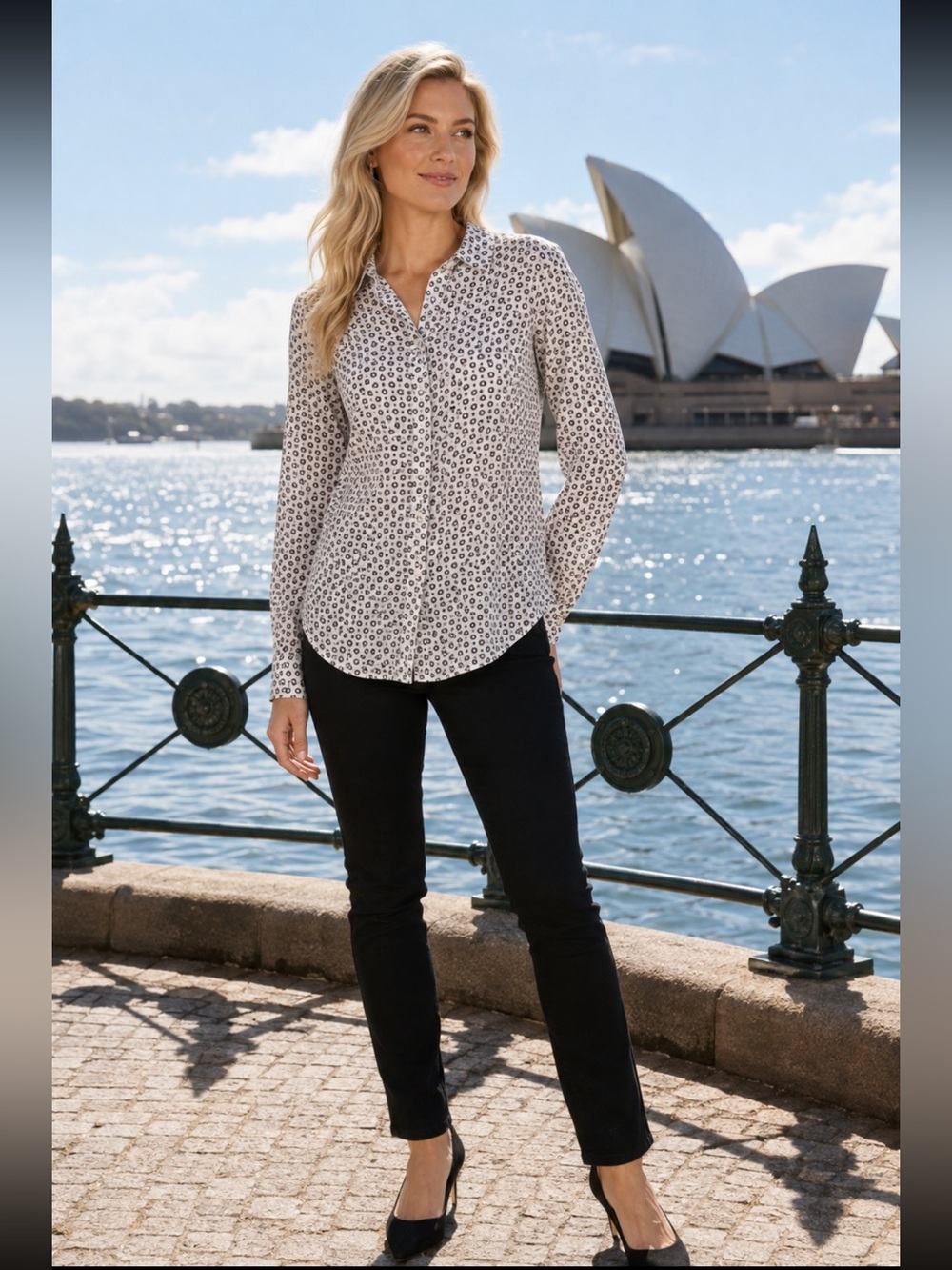 Equipment Ivory Button-Down Shirt with Black Dot Print